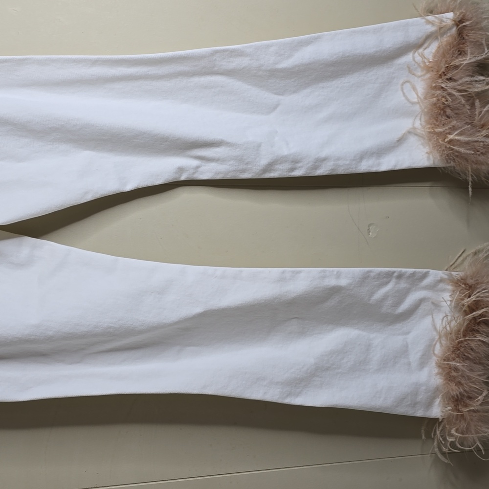 Gianni Bini X Nastia Liukin Anna Denim Straight Leg Feather Detail Jeans 25w - Picture 10 of 12